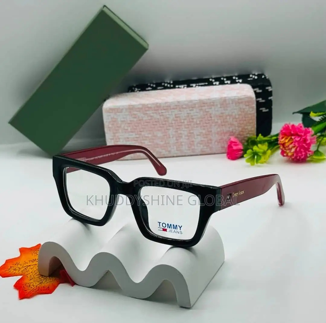 Black Rectangular Tommy Jeans Glasses Featuring Bold Branding