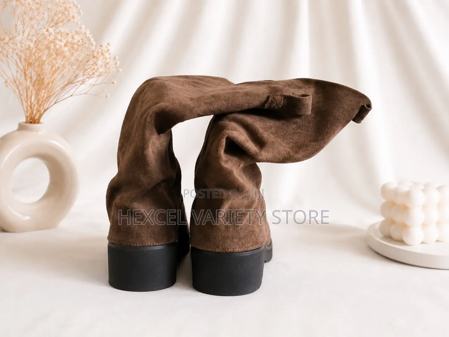 Luxury Brown Slouch High Boots for Ladies