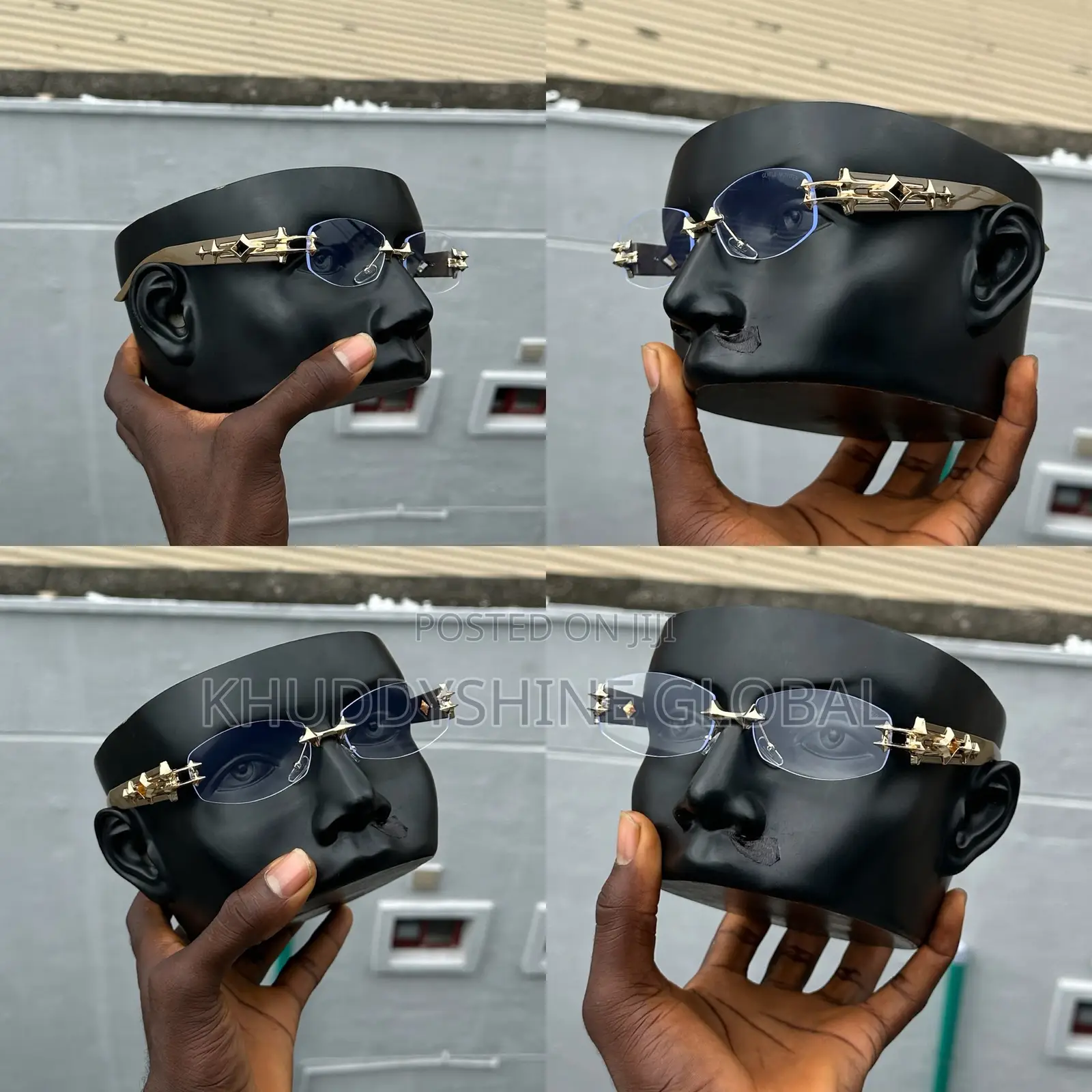 Rimless Y2k-Style Sunglasses Featuring Light-Tinted Lenses