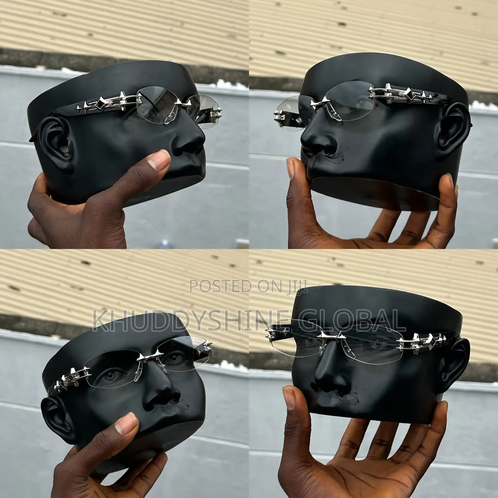 Rimless Y2k-Style Sunglasses Featuring Light-Tinted Lenses