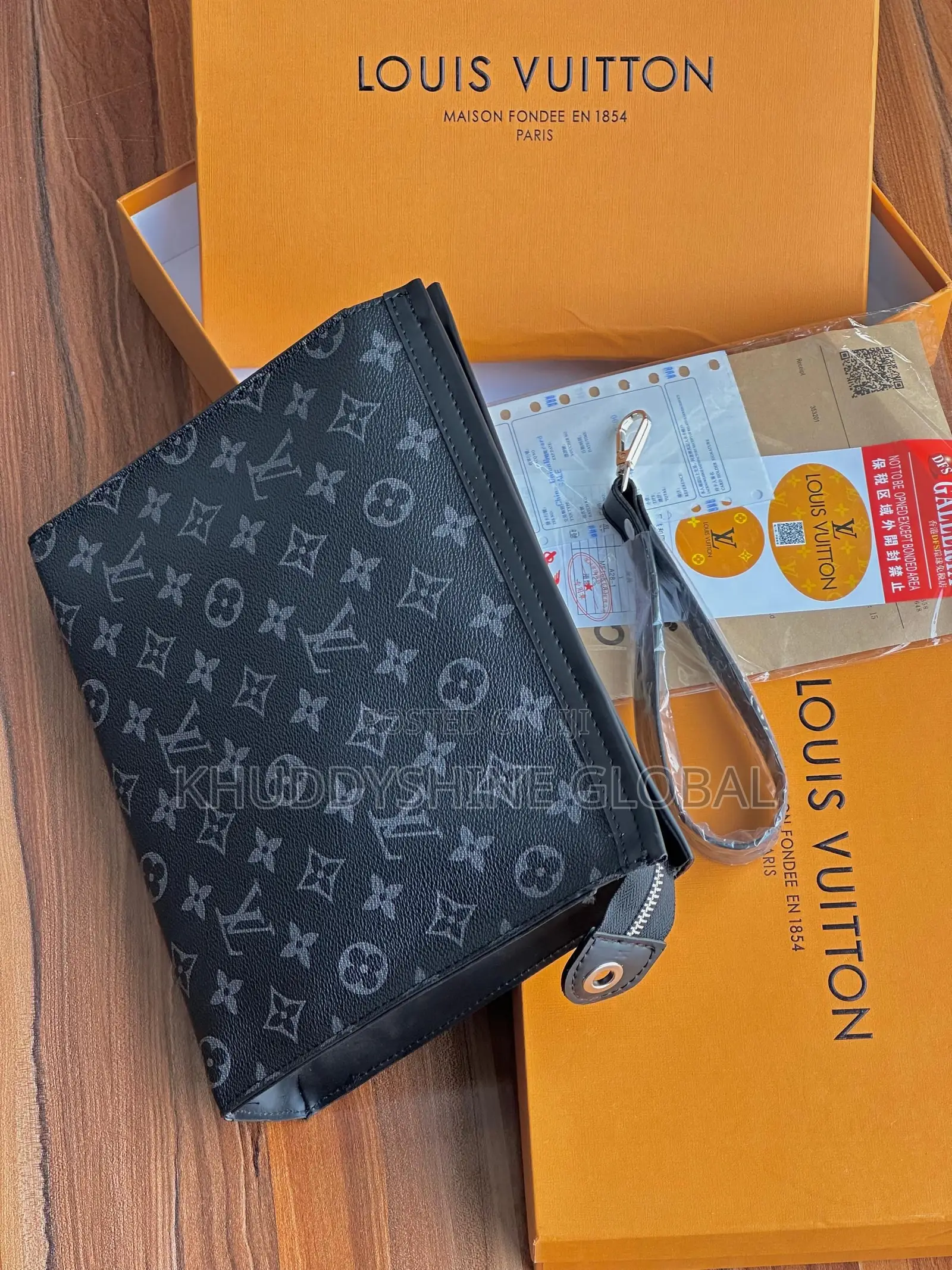 Louis Vuitton Pochette Voyage MM Featuring the Dark Grey and Black