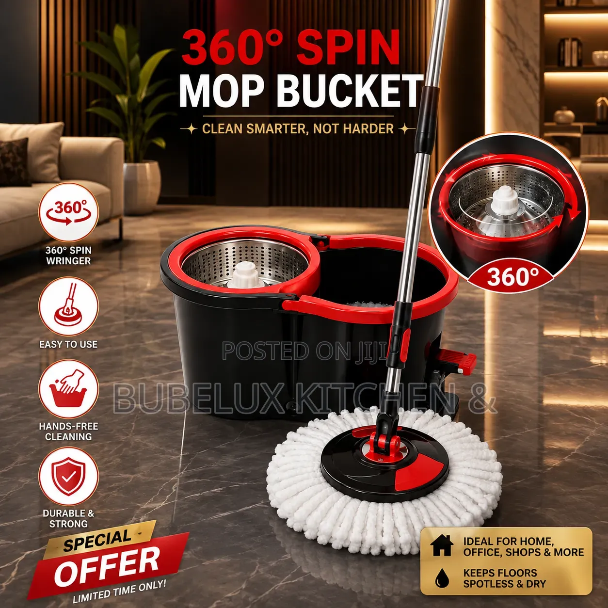 360° Spin Mop Bucket – Premium Floor Cleaner