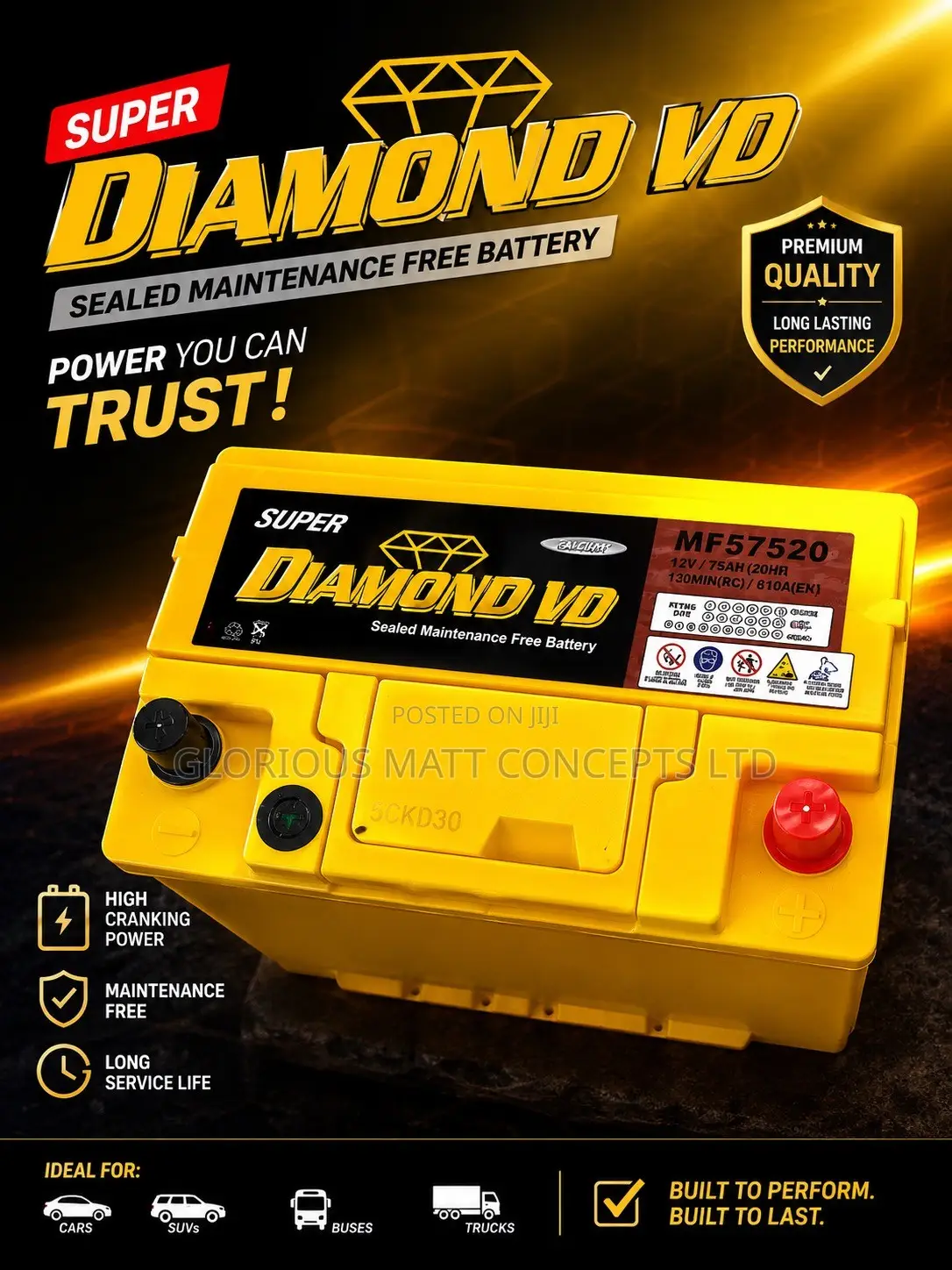 Diamond Battery 75Ah Made in Korea