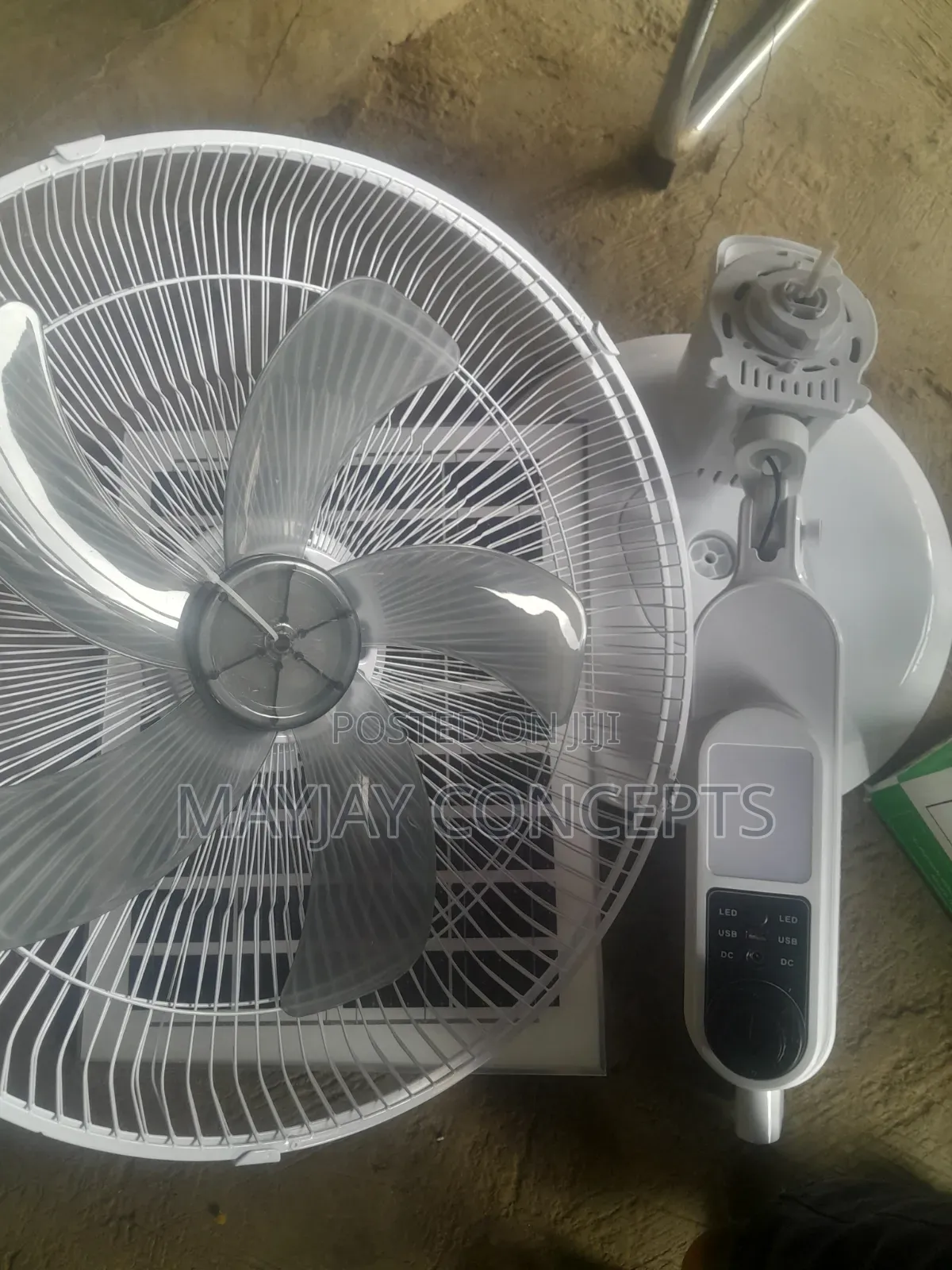16" JD JINDIAN Solar Rechargeable Fan With Solar Panel+LED Light + USB