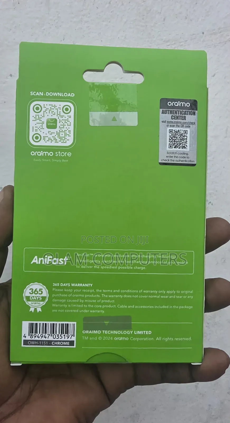 Oraimo 15w Safe and Fast Wireless Charging