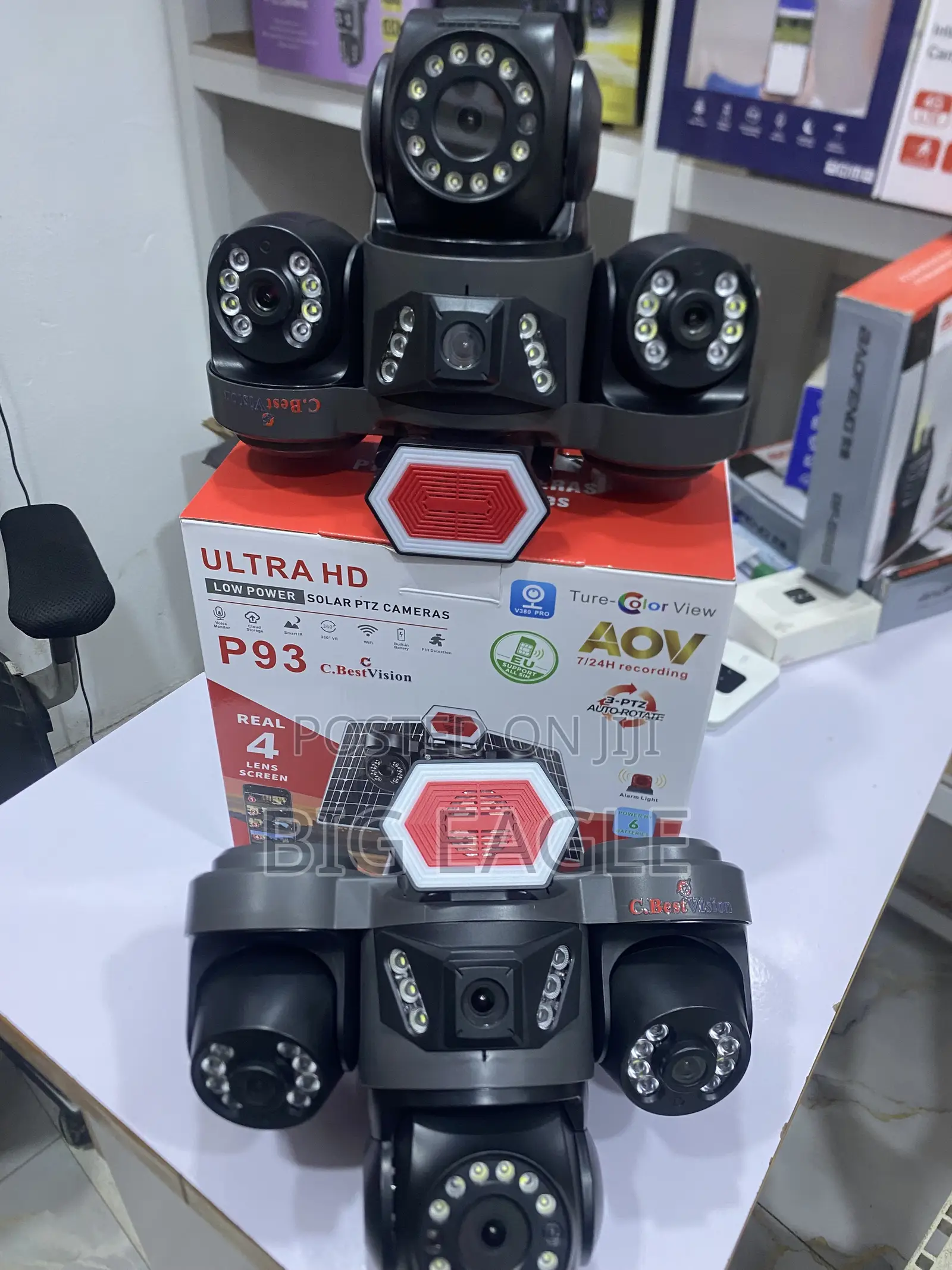 AOV 4lens V380 P93 Solar Security Camera Is an Outdoor Wireless Solar