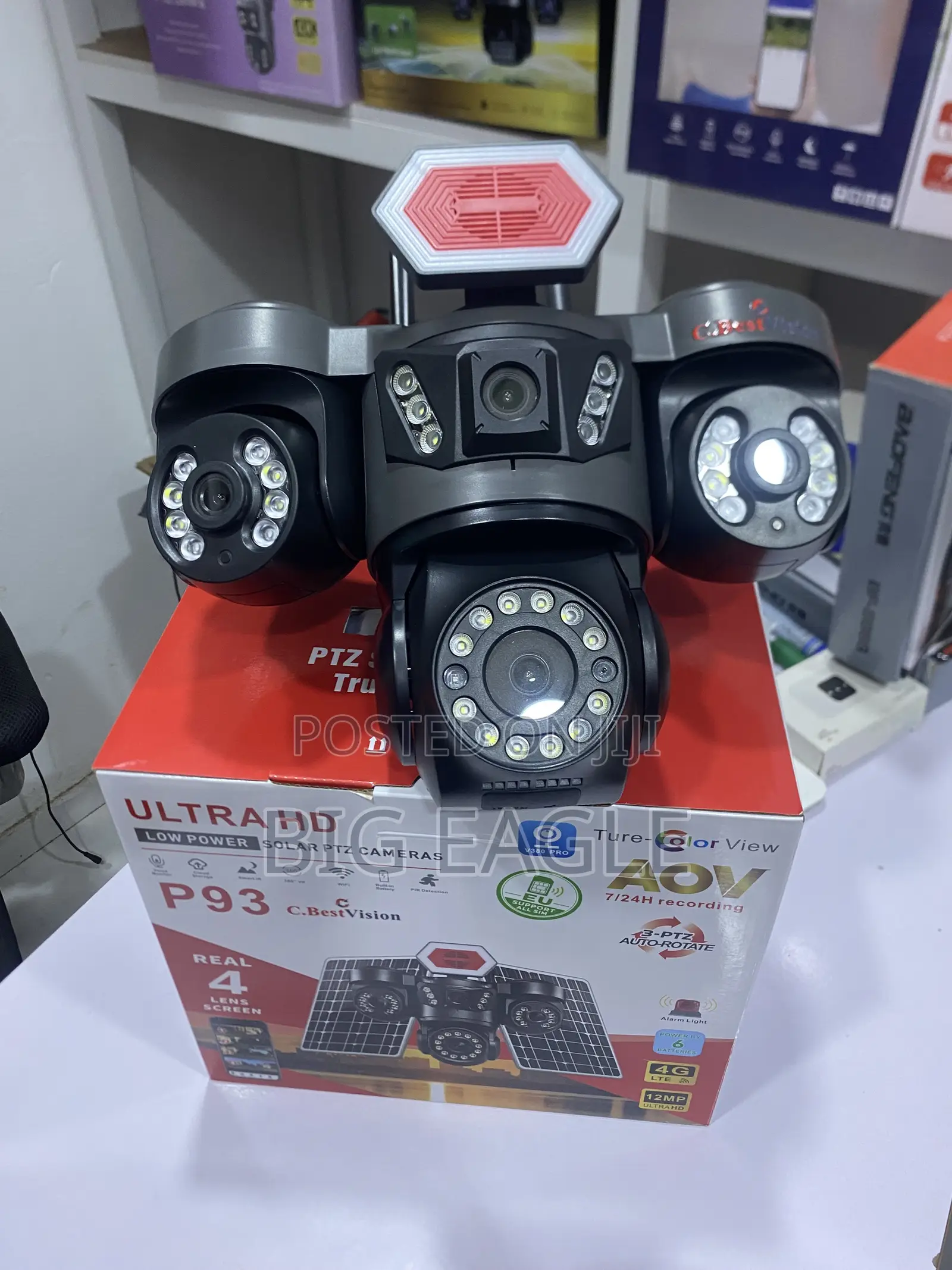 AOV 4lens V380 P93 Solar Security Camera Is an Outdoor Wireless Solar