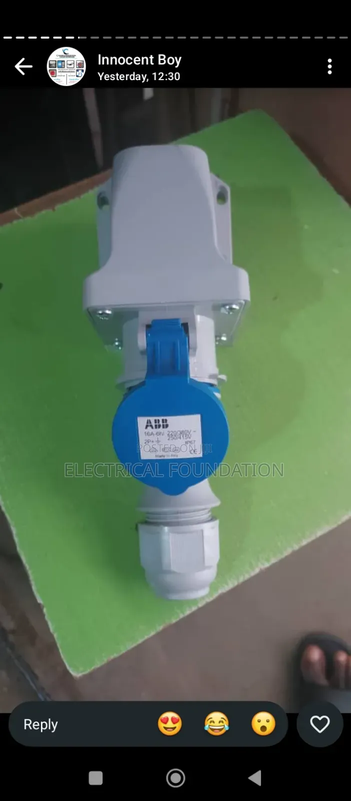 16amps 3 Pin Industrial Socket (ABB)