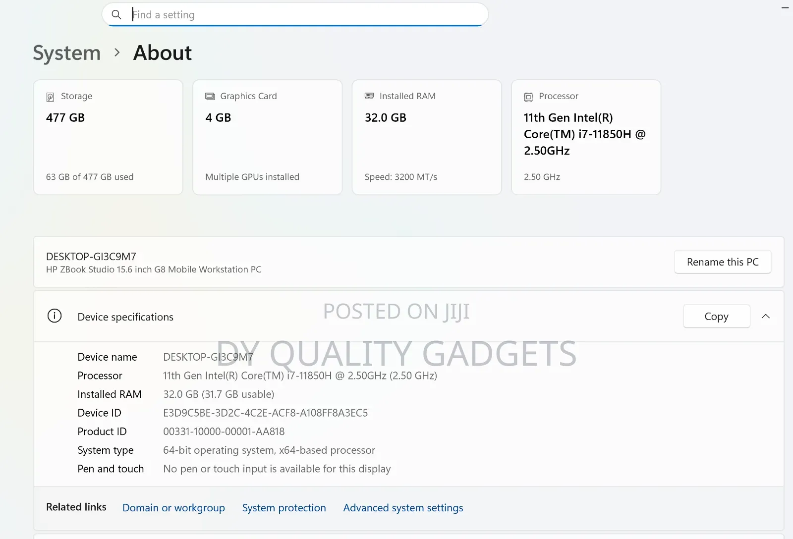 Laptop HP ZBook Studio G8 32GB Intel Core i7 SSD 512GB