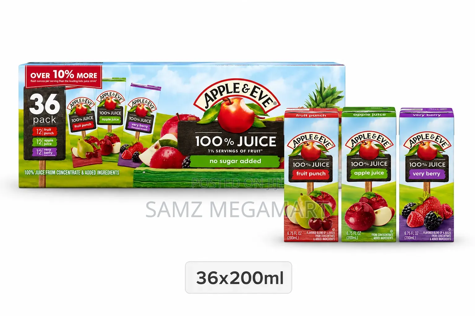 Apple & Eve 100% Juice Variety Pack 36x200ml