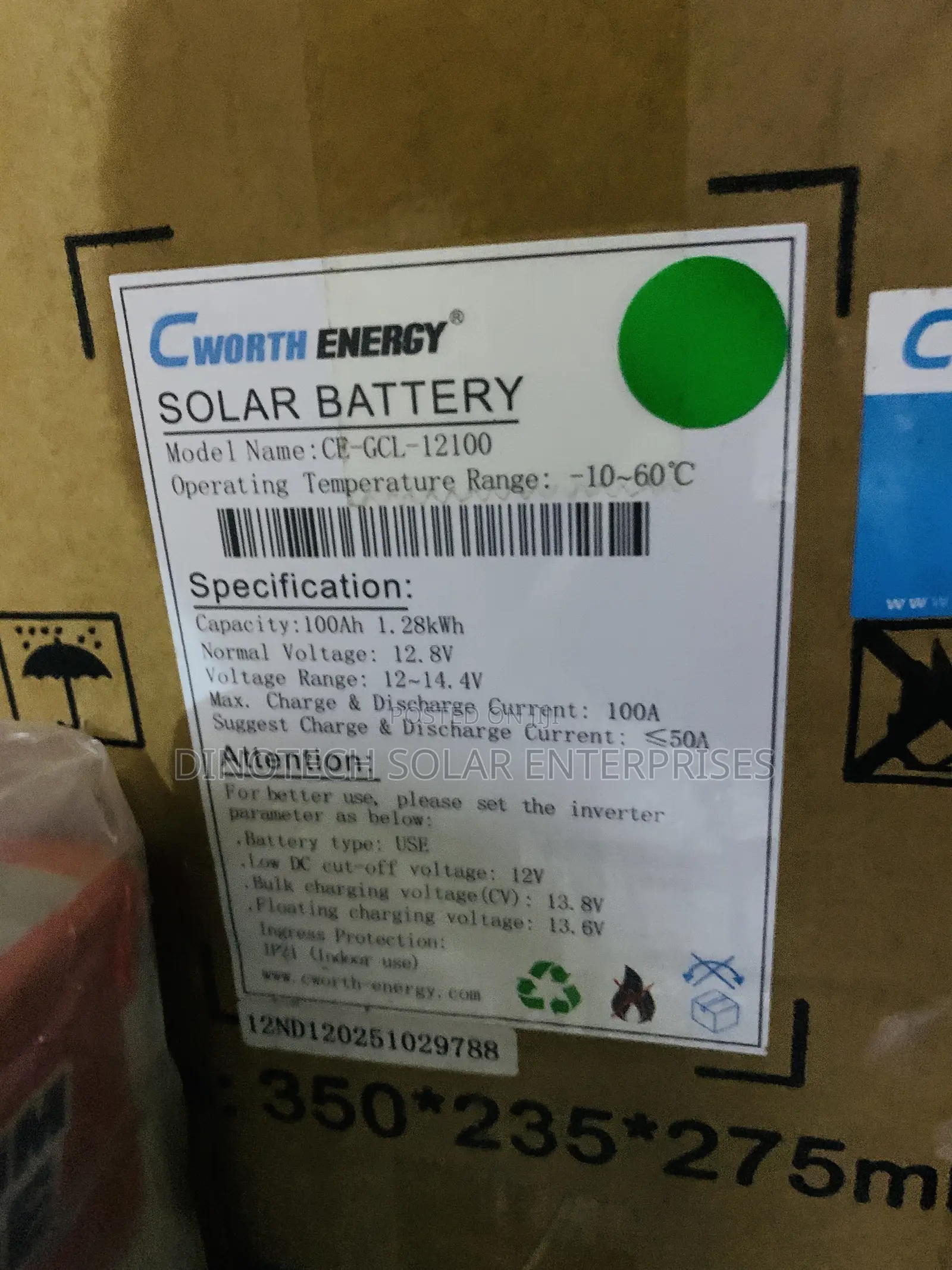 1.8kwh 12v CWORTH Energy Solar Iron Battery