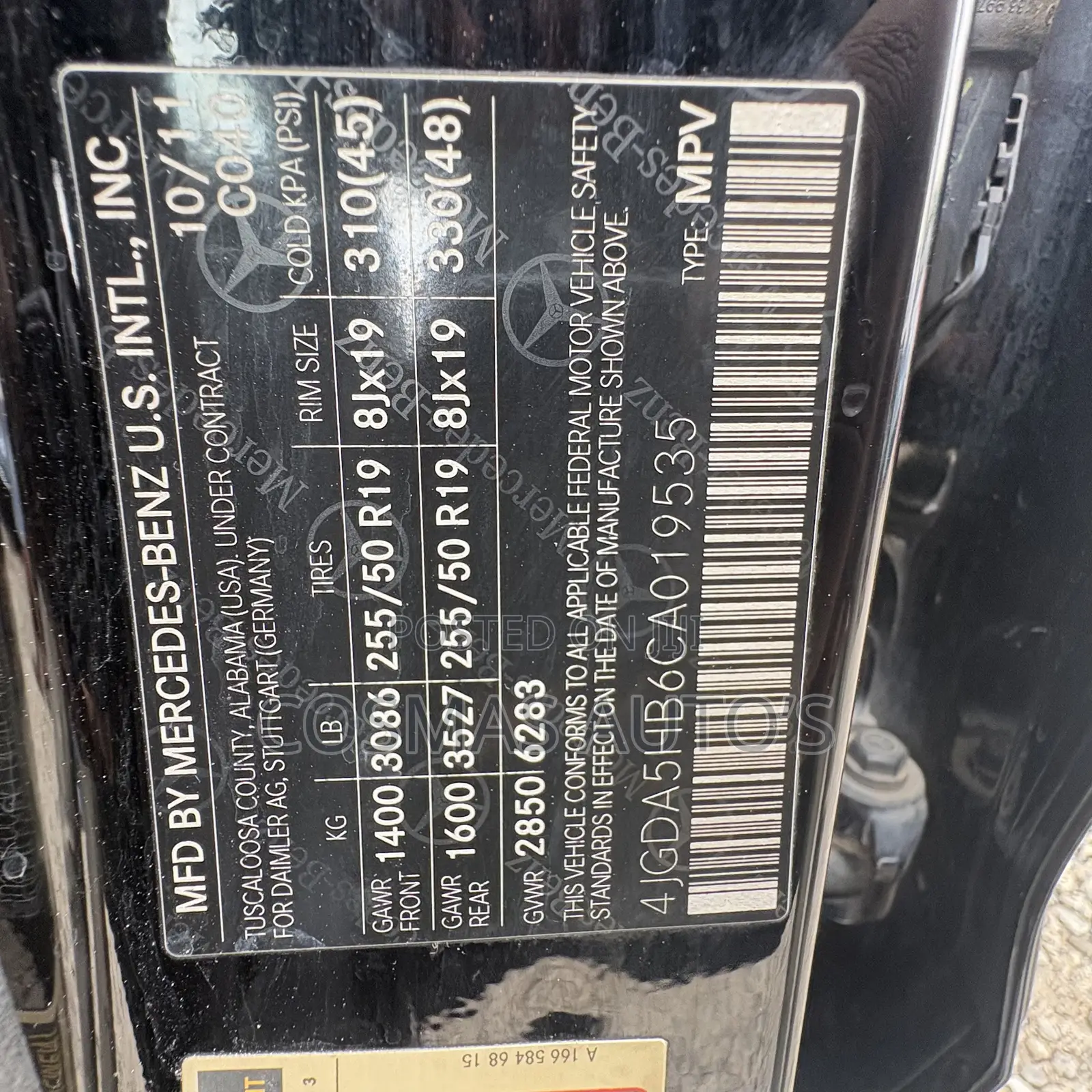 Mercedes-Benz M Class ML 350 4Matic 2012 Black