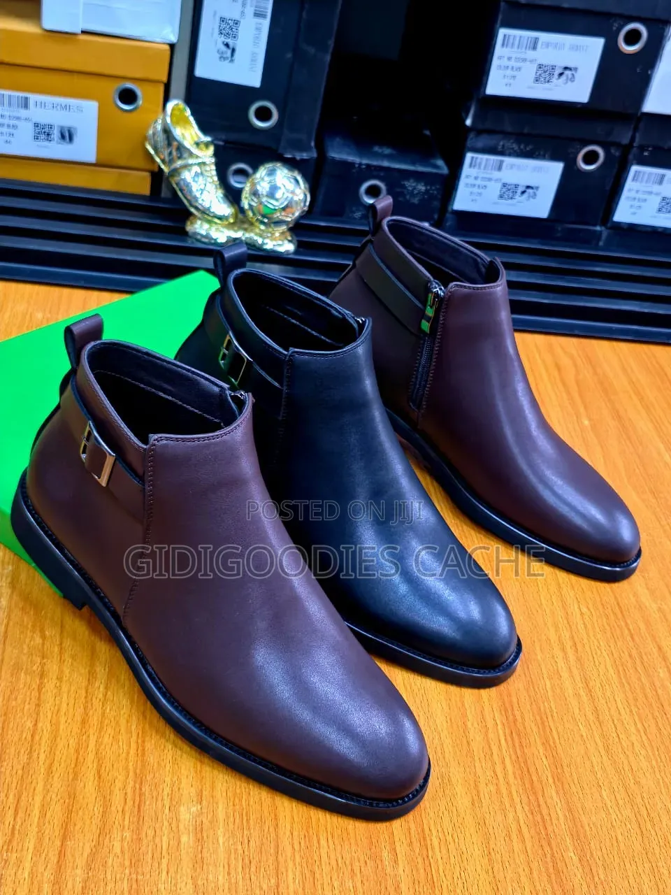 Men’s Leather Chelsea Buckle Boots Size 40-46