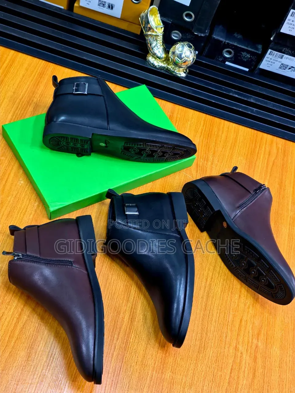 Men’s Leather Chelsea Buckle Boots Size 40-46
