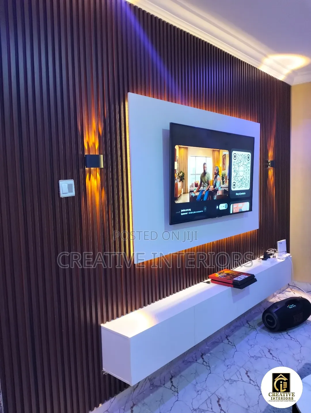 Brown Fluted TV Media Console