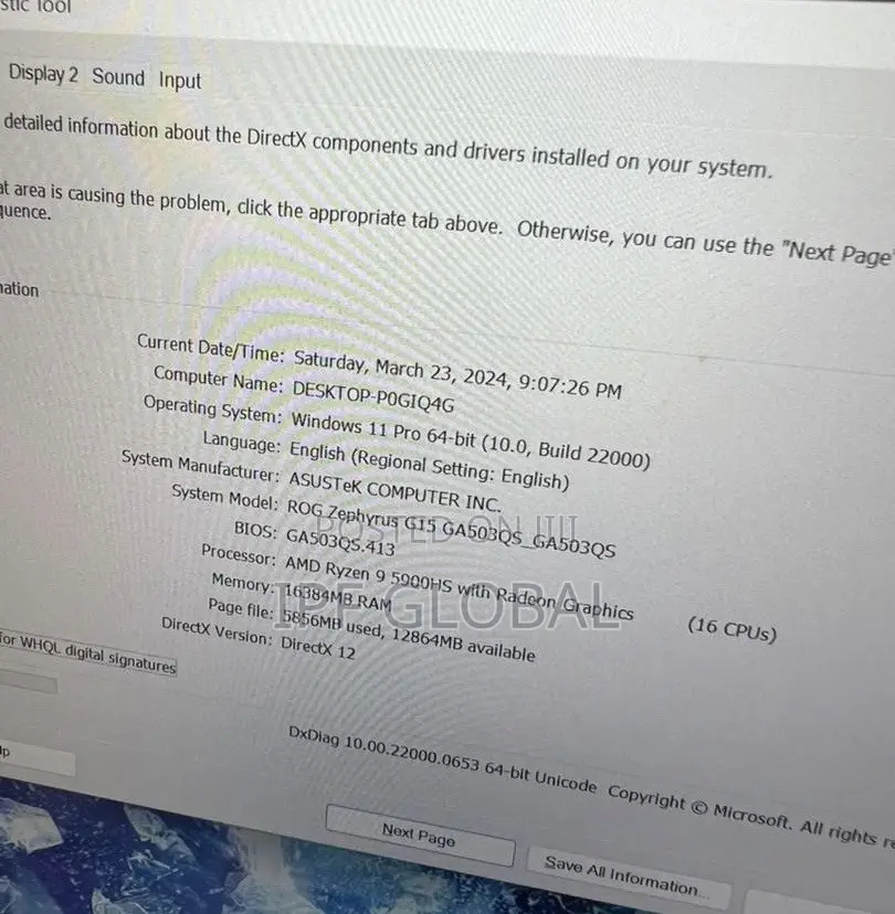 Laptop Asus ROG Zephyrus G15 GA503QR 16GB AMD Ryzen 9 SSD 1T