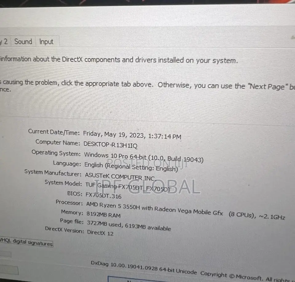 Laptop Asus TUF Gaming FX504 8GB AMD Ryzen 5 SSD 256GB