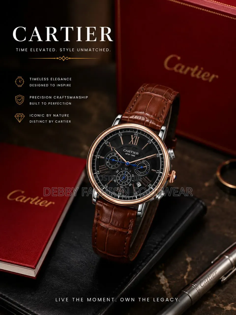 Luxury, Bold, and Timeless Cartier Chronograph Leather Watch