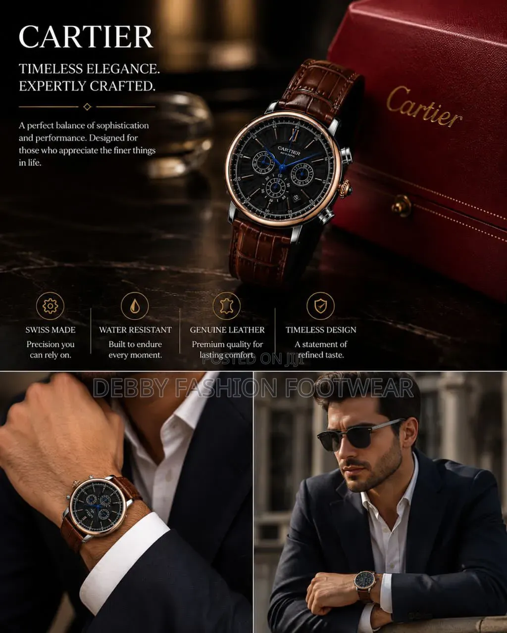 Luxury, Bold, and Timeless Cartier Chronograph Leather Watch