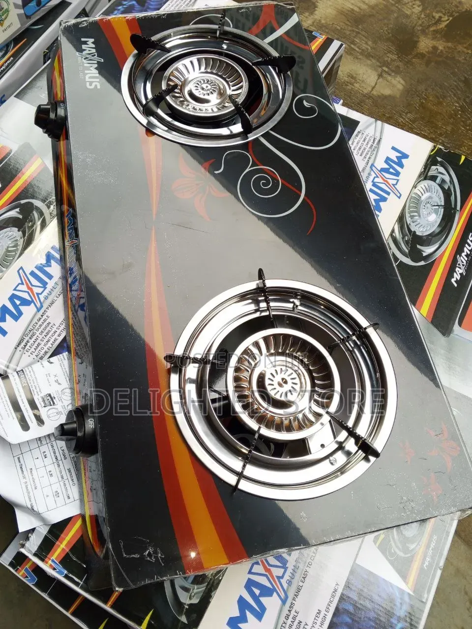 Maximum" Double Face Burner Glass Table Gas Cooker