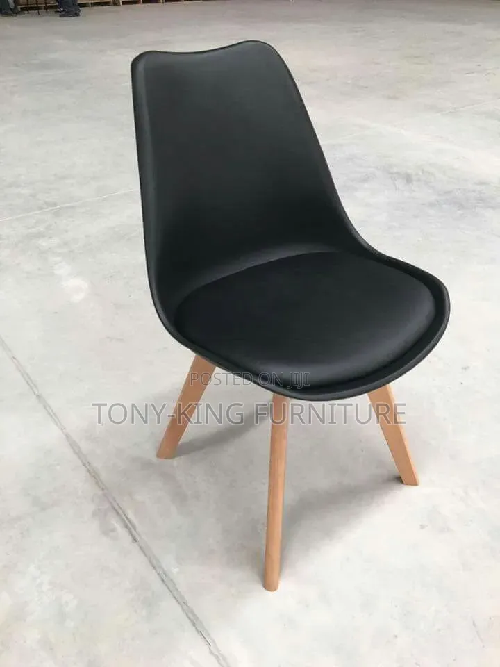 Modern Dining Cafe Chair Padded Seat BLACK