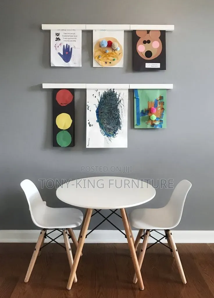 Modern Dining Set a Round Wooden White Table and Two Chair