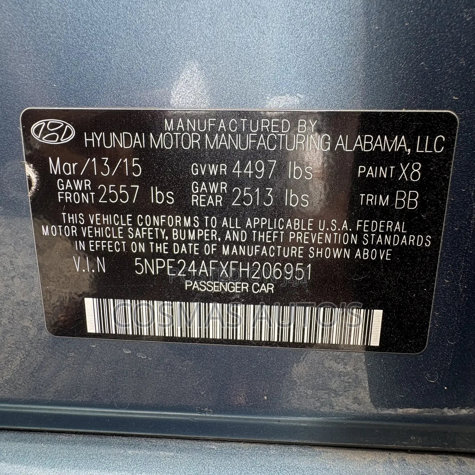 Hyundai Sonata 2015 Blue