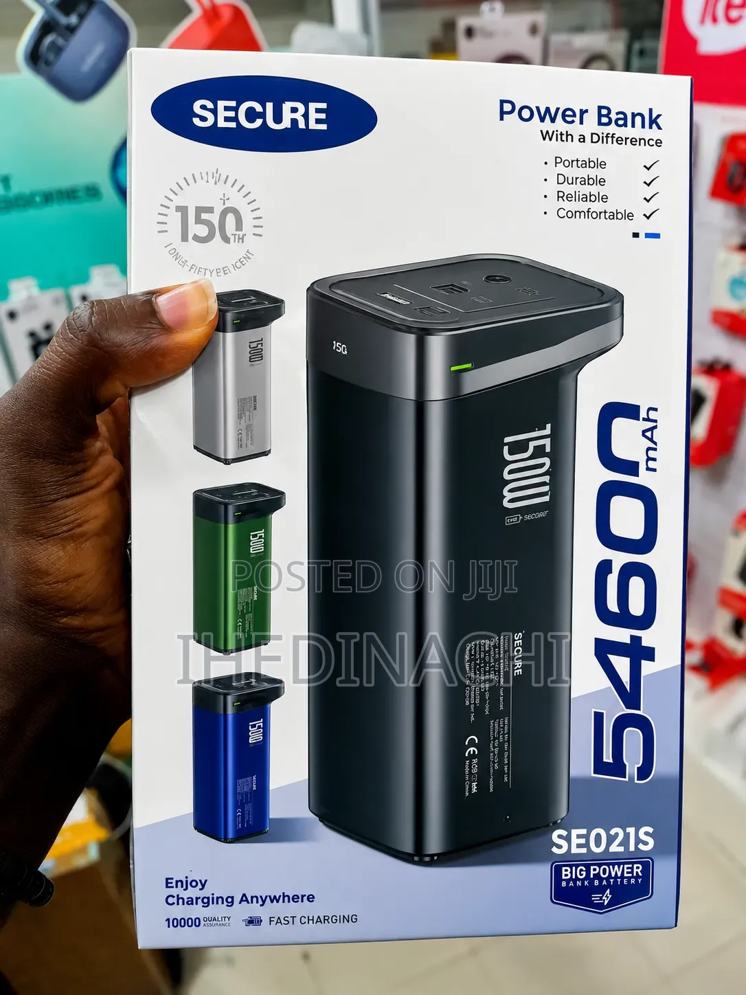 SECURE 54600mAh 150W Power Bank for Laptop & Phone Fast Charging