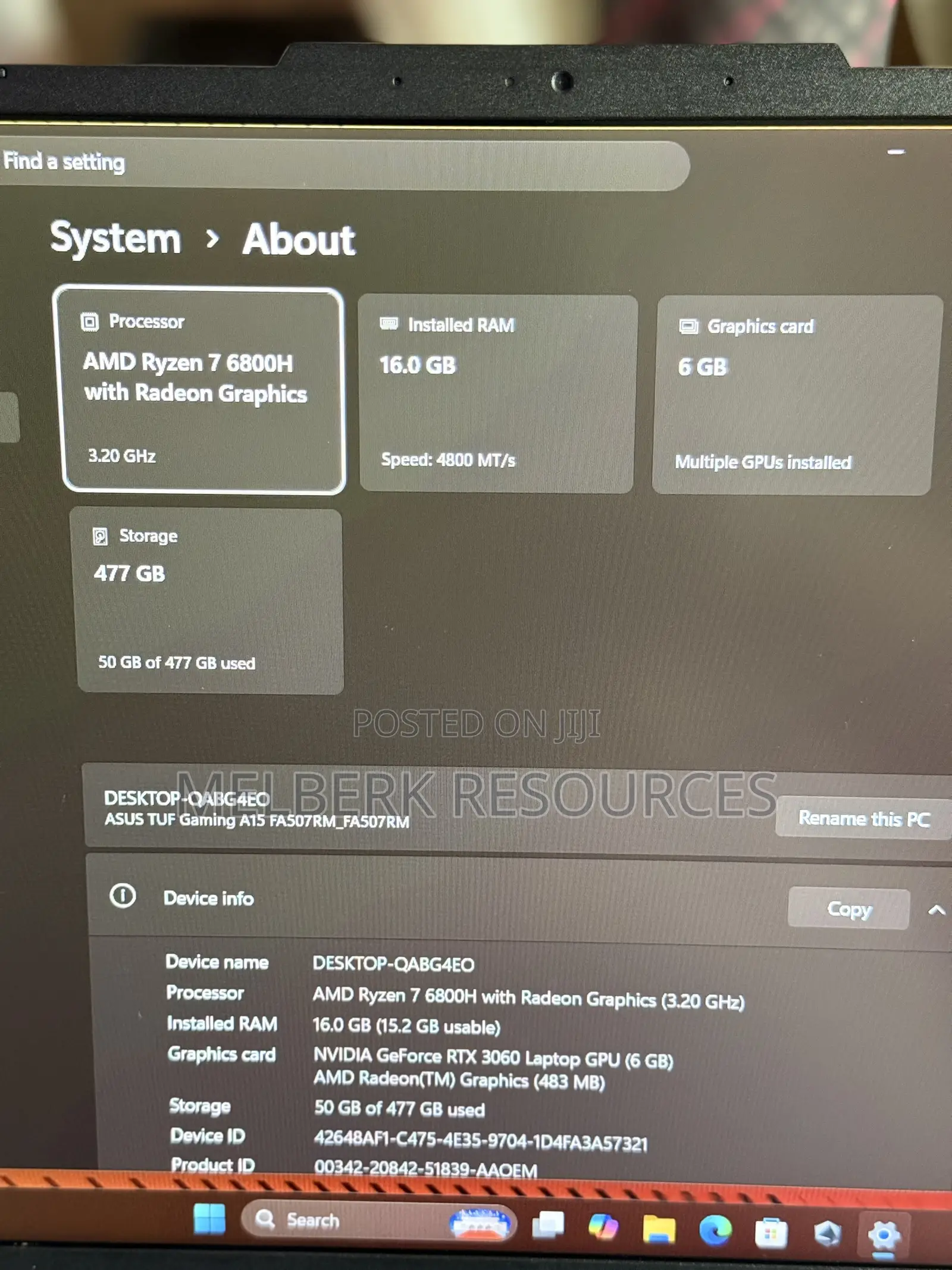 Laptop Asus TUF Gaming A15 16GB AMD Ryzen 7 SSD 512GB