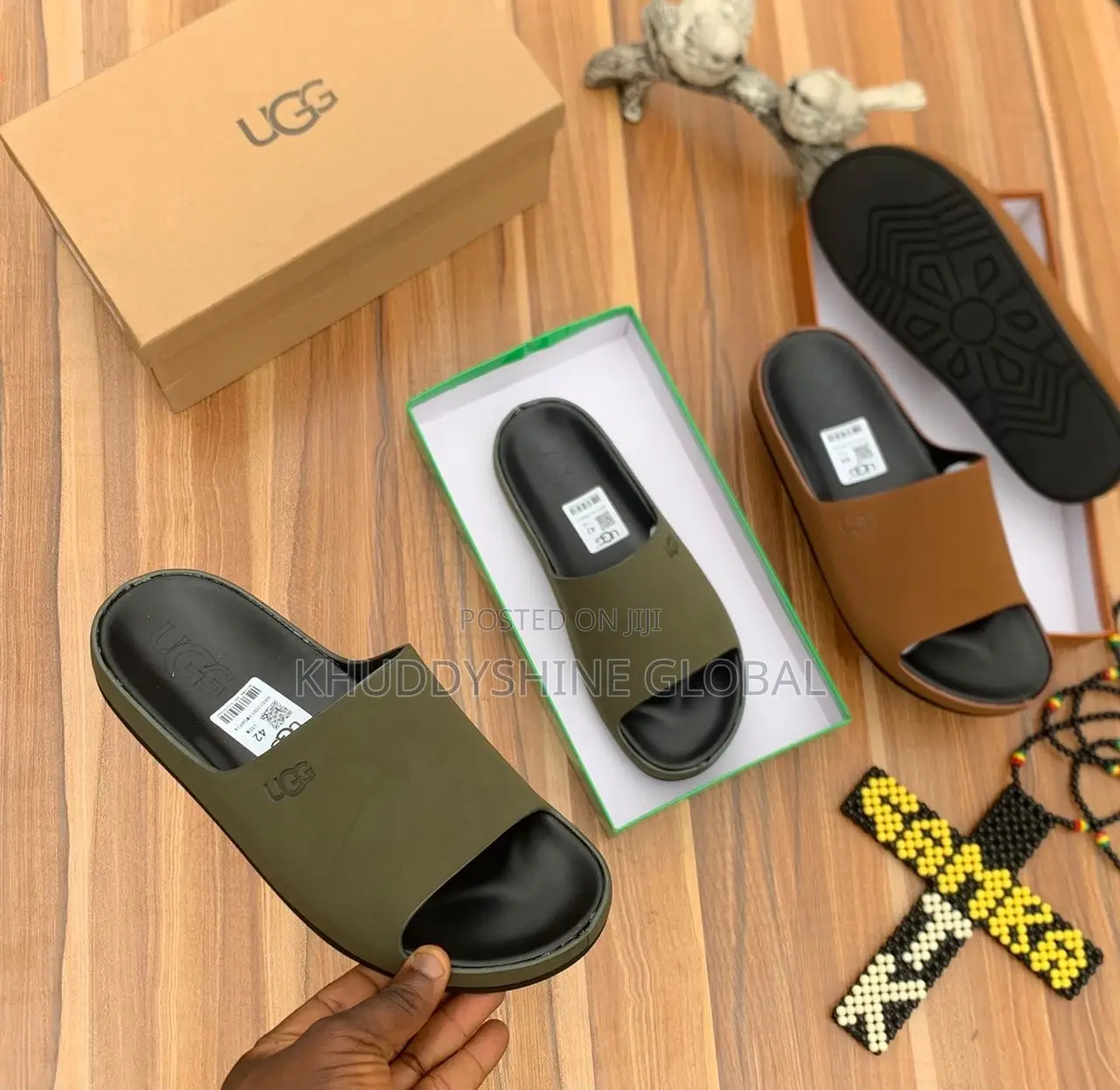 UGG Slide Sandal Featuring a Wide Single-Strap Upper and a Textured
