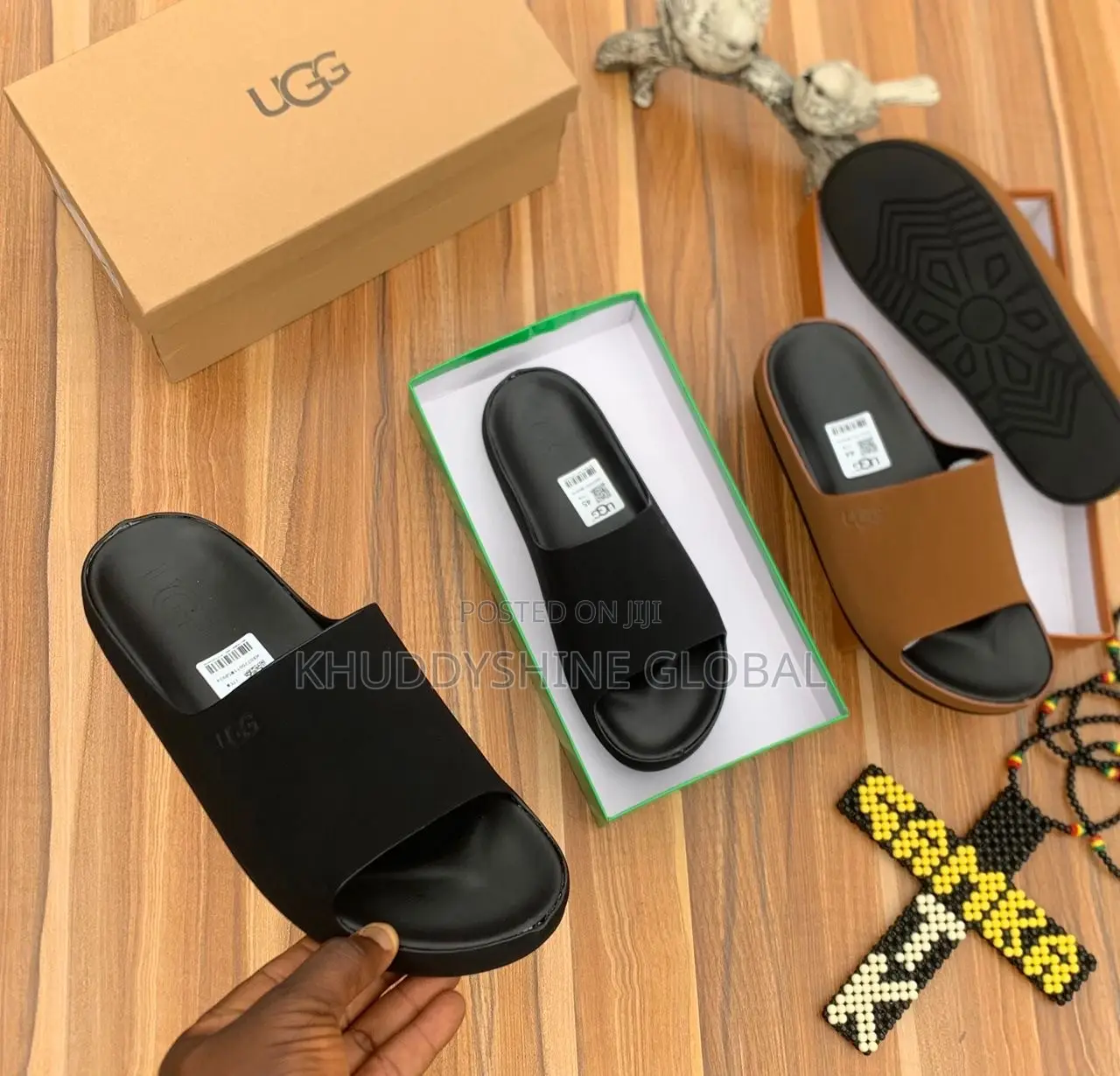 UGG Slide Sandal Featuring a Wide Single-Strap Upper and a Textured