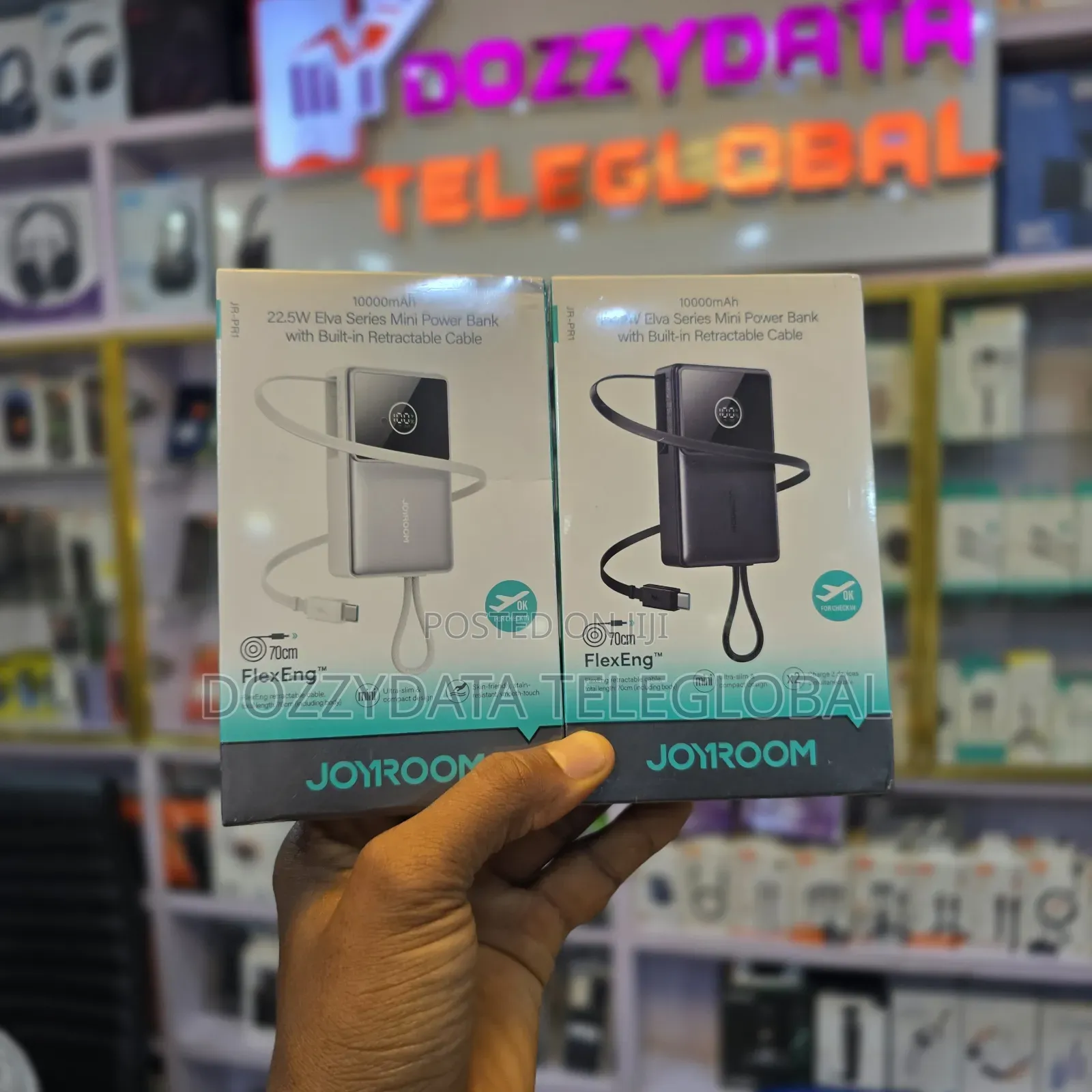 Joyroom 10000mAh 22.5W Mini PowerBank Built-in Retractable TypeC Cable