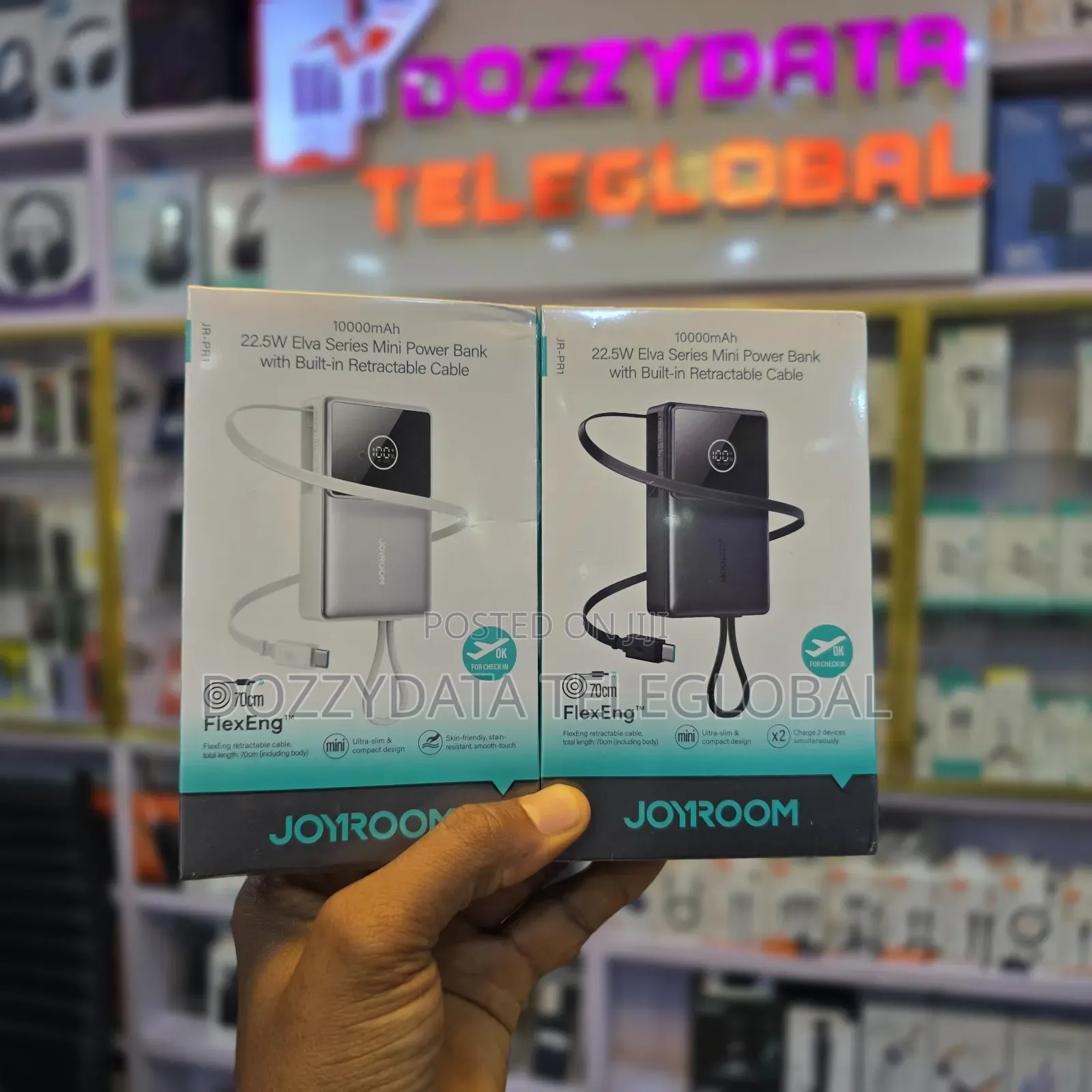 Joyroom 10000mAh 22.5W Mini PowerBank Built-in Retractable TypeC Cable