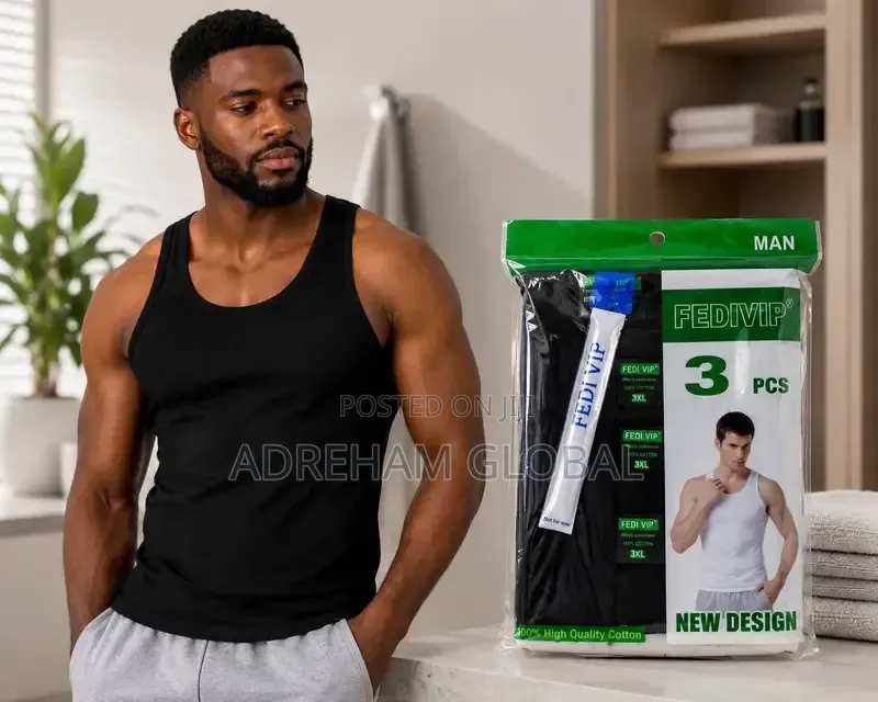 3in1 Quality 💯 Pure Cotton Adult Singlet With Pen,xl, 2xl, 3xl, 4xl