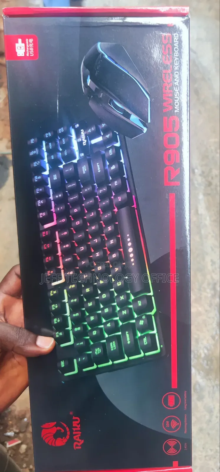 Raiku R905 Rechargeable Wireless Mouse and Keyboard Light Combo,