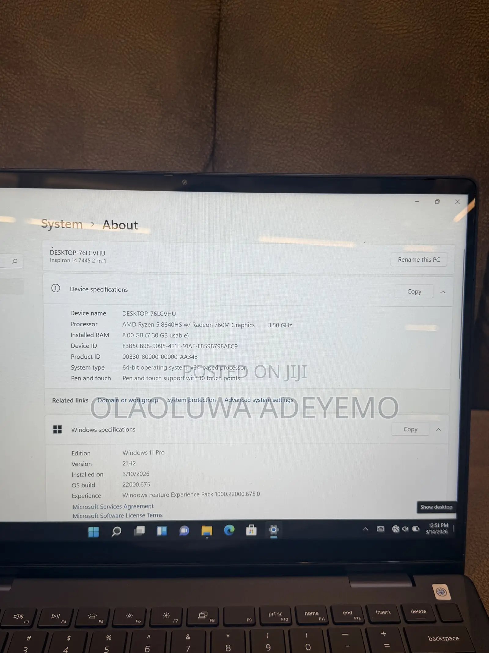 New Laptop Dell Inspiron 14 7440 2-in-1 8GB AMD Ryzen 5 SSD 512GB