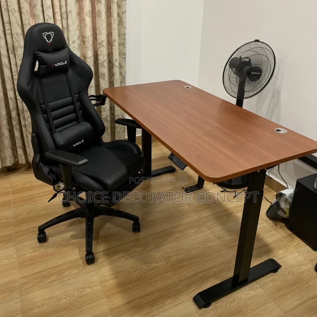 Furgle Black Gaming Chair + Electric Standing Desk Combo