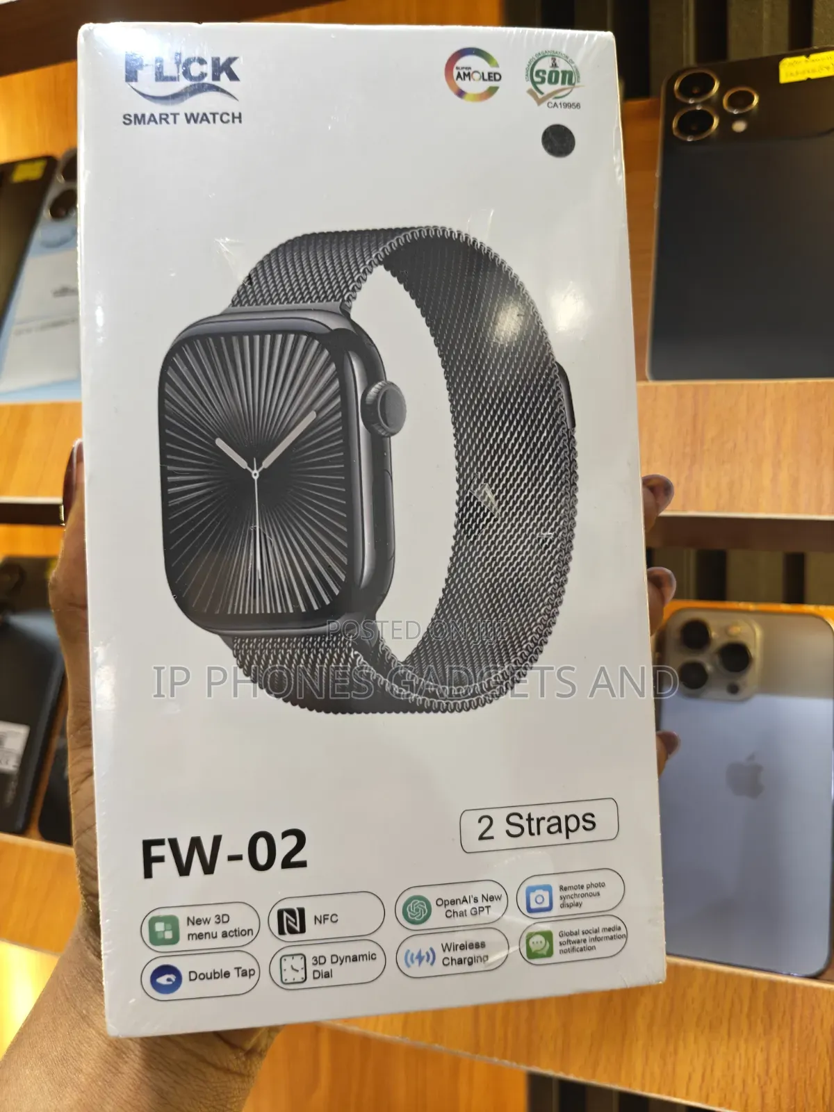 FLCK FW-02 Smart Watch AMOLED With 2 Straps + Wireless Charging - New