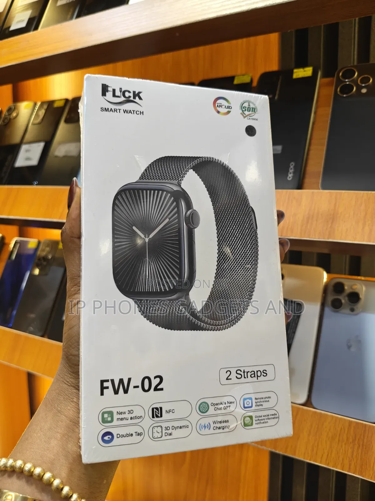FLCK FW-02 Smart Watch AMOLED With 2 Straps + Wireless Charging - New