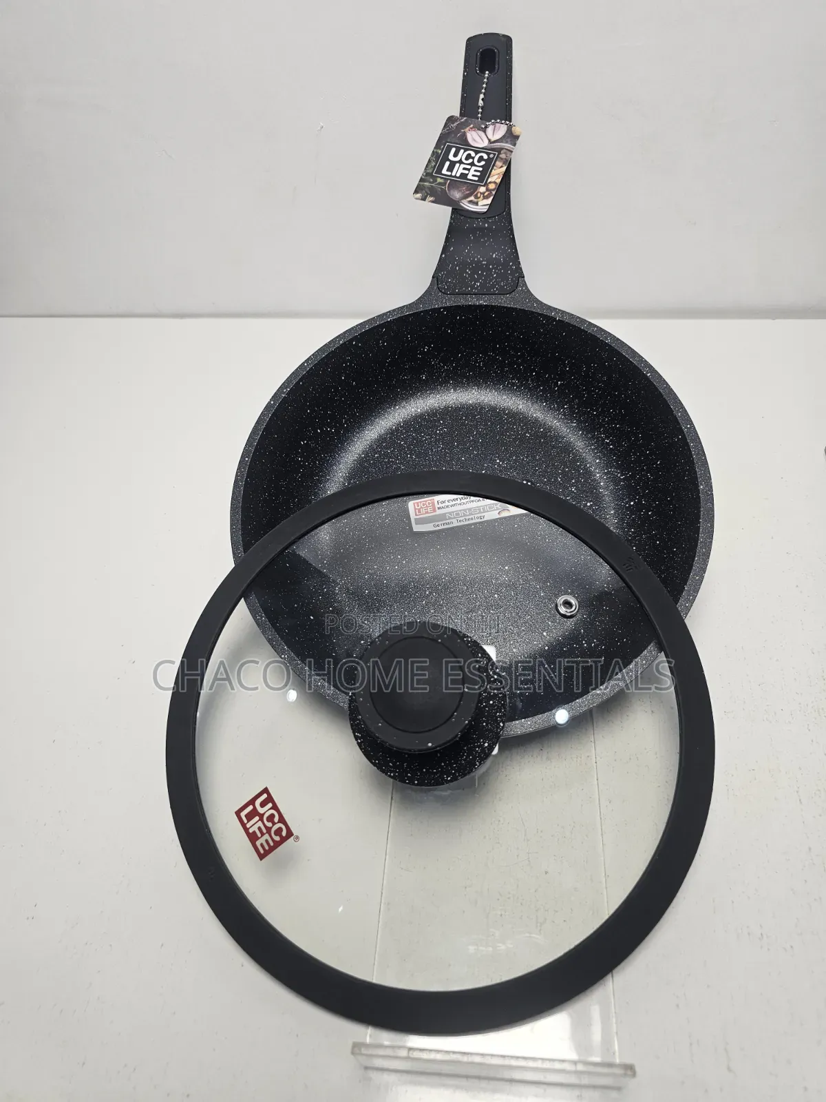 UCC LIFE Granite Non-Stick Frying Pan With Glass Lid (24cm & 28cm)