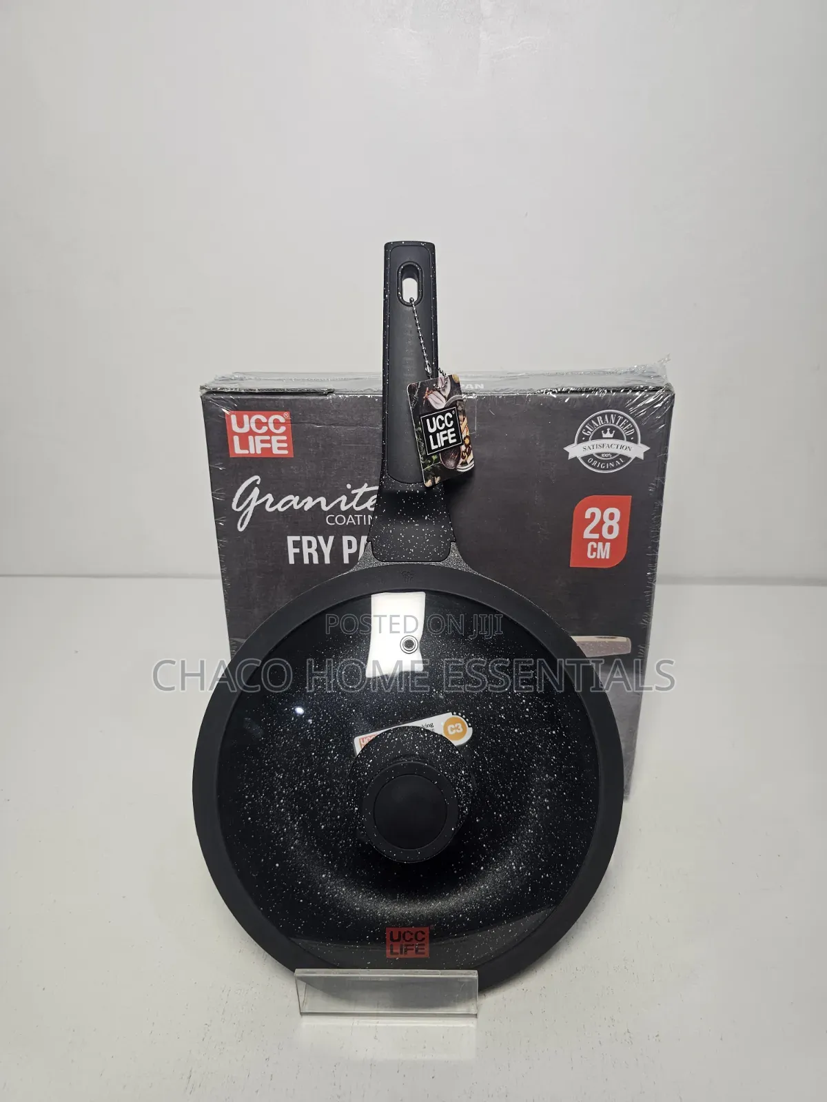 UCC LIFE Granite Non-Stick Frying Pan With Glass Lid (24cm & 28cm)