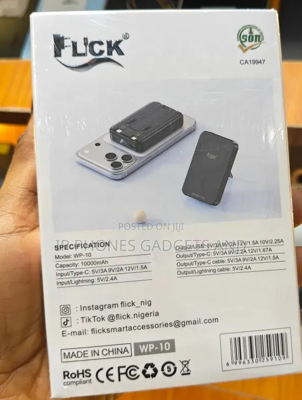 FLCK WP-10 10000mAh Magnetic Wireless Power Bank 22.5W - New