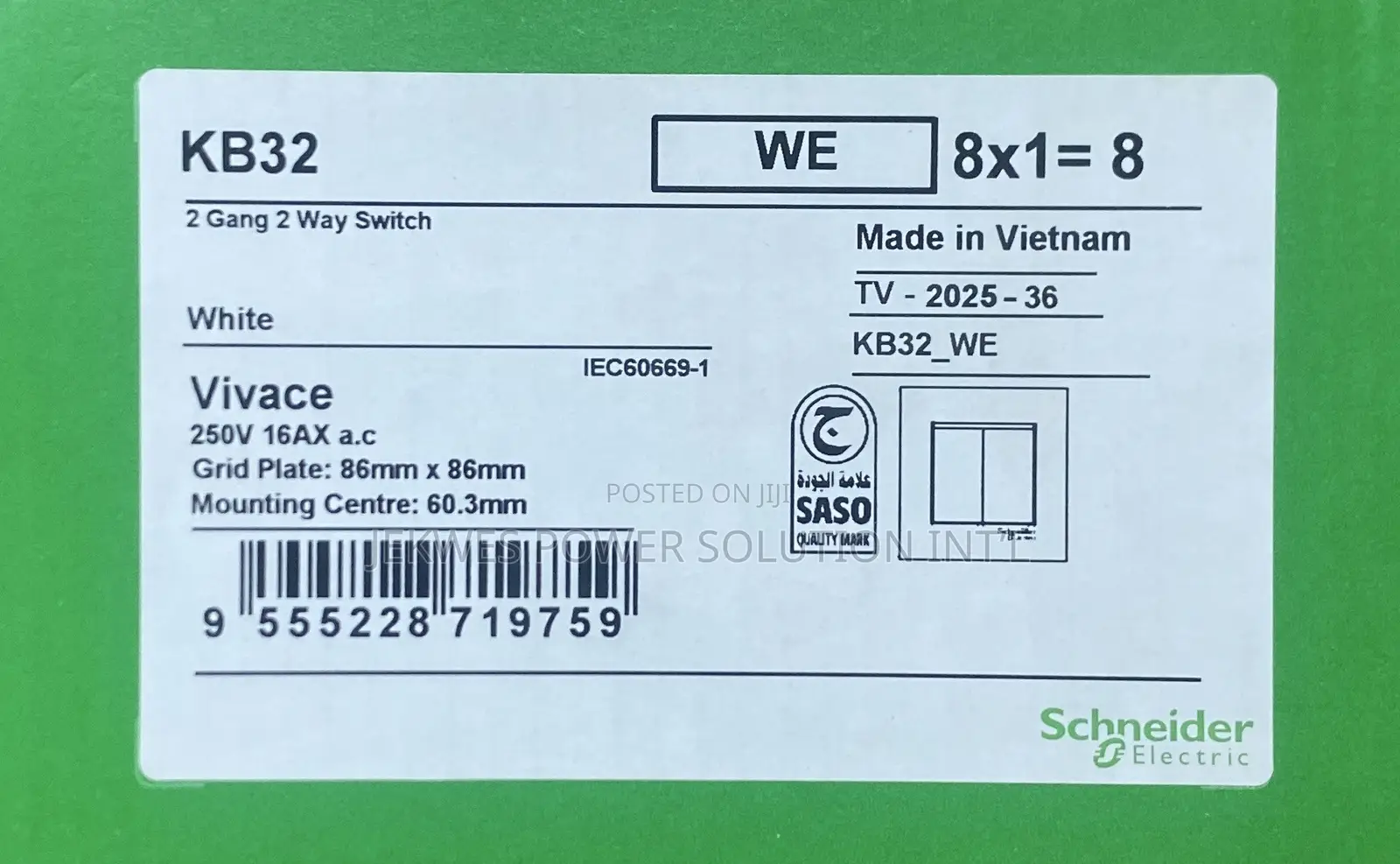 Original 2 Gang 2Way Switch Schnider