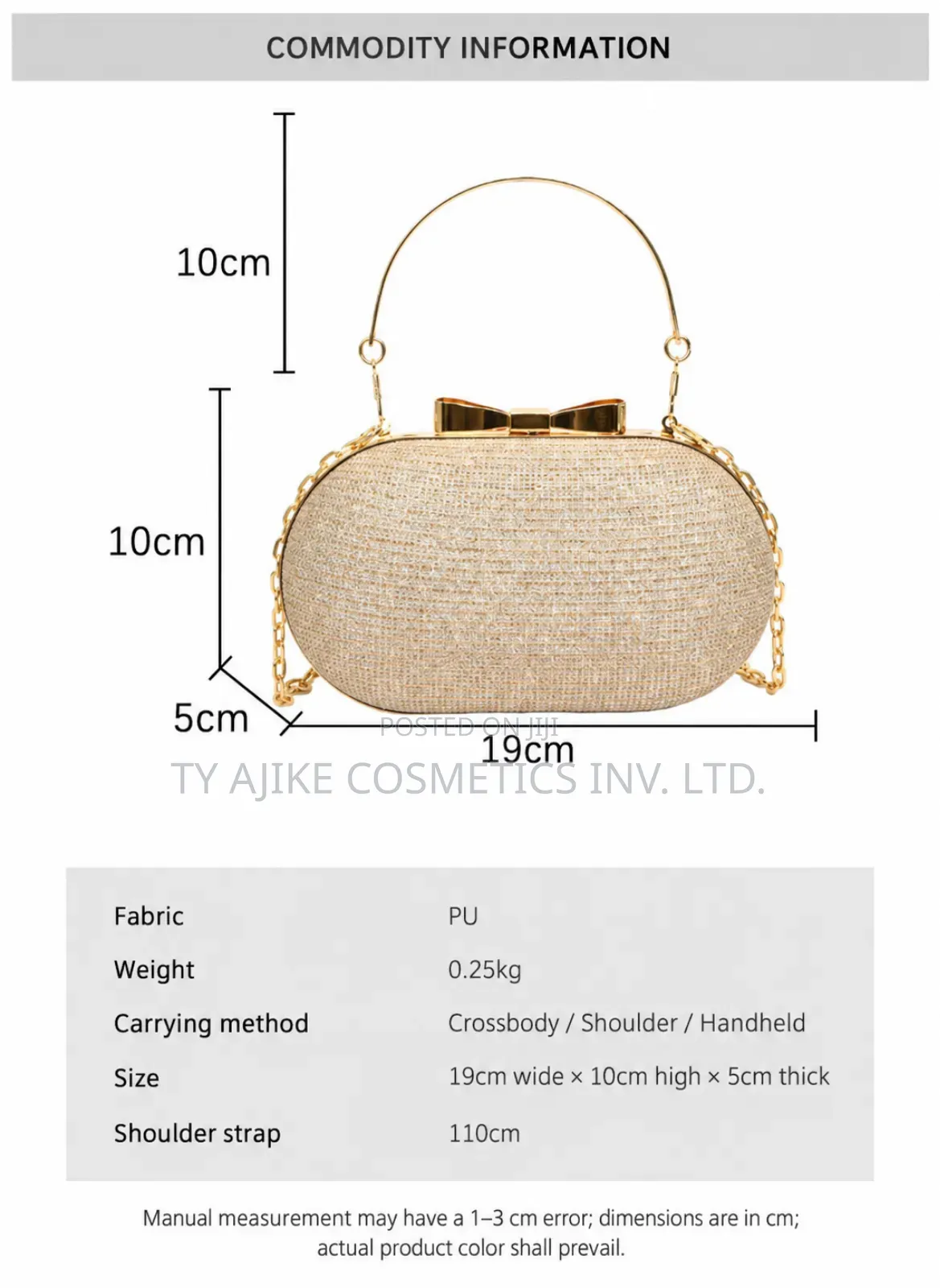 Ladies Clutch Purse, Gold Colour