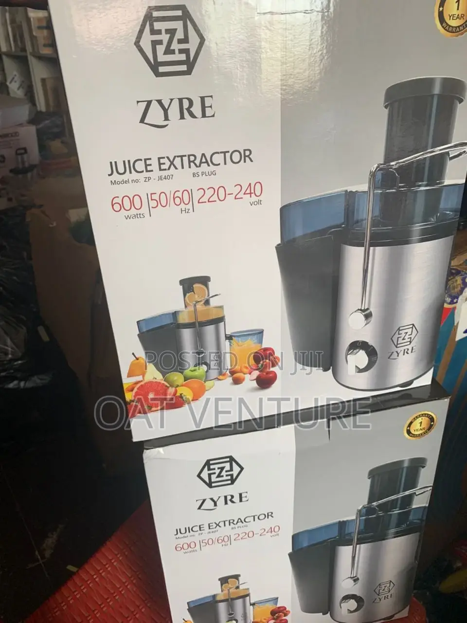 Brand New ZYRE 600W Stainless Steel Juice Extractor