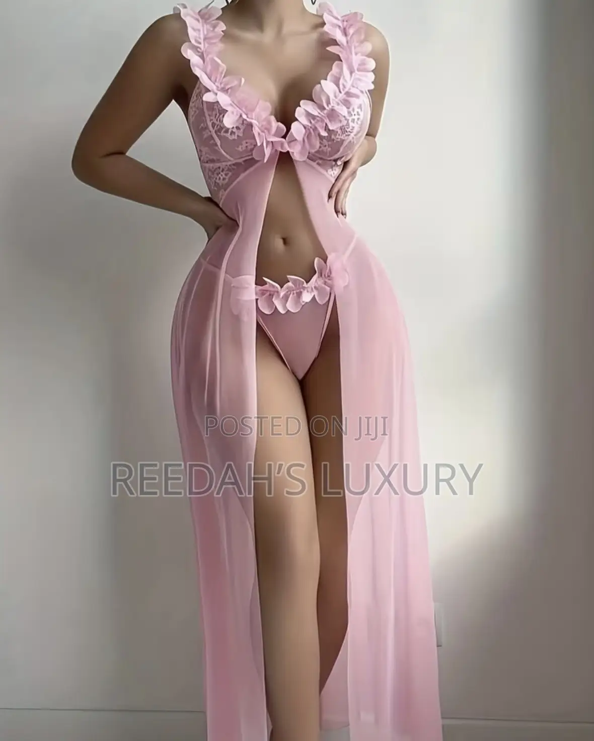 Floral Mesh Gown Lingerie Set