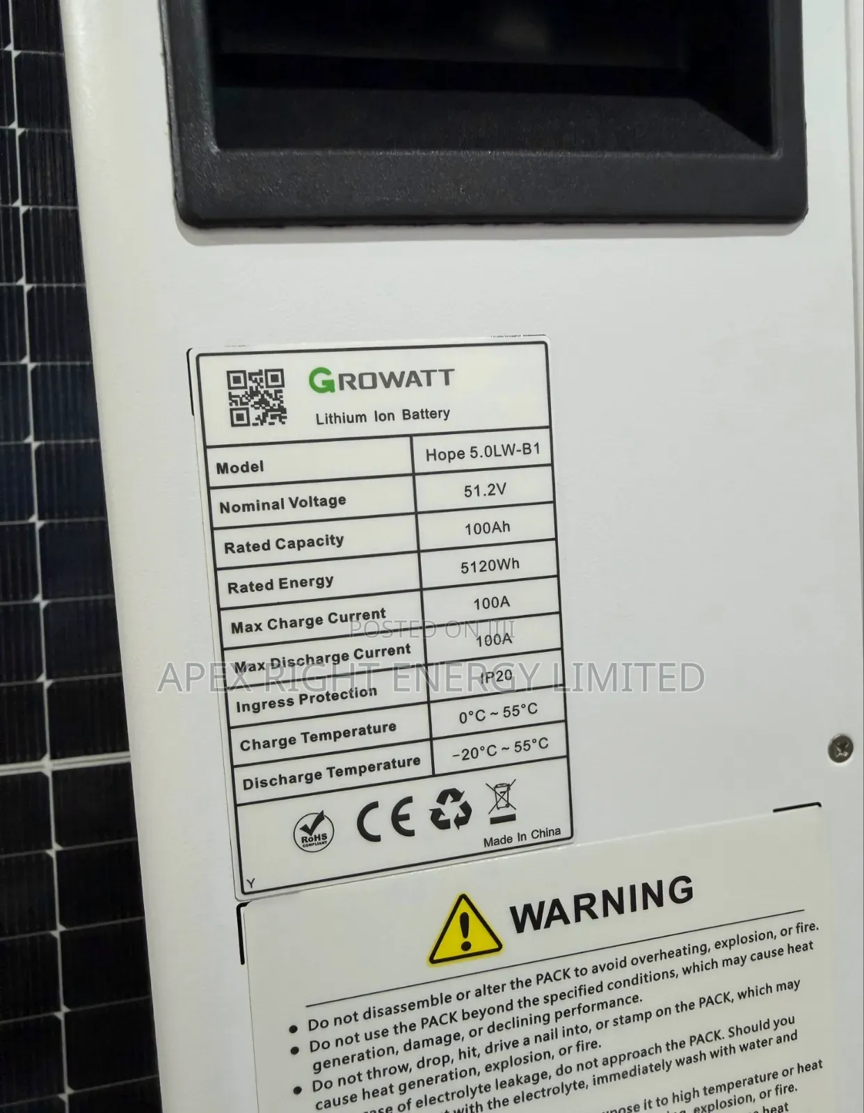 5kwh Growatt Lithium Battery 51.V