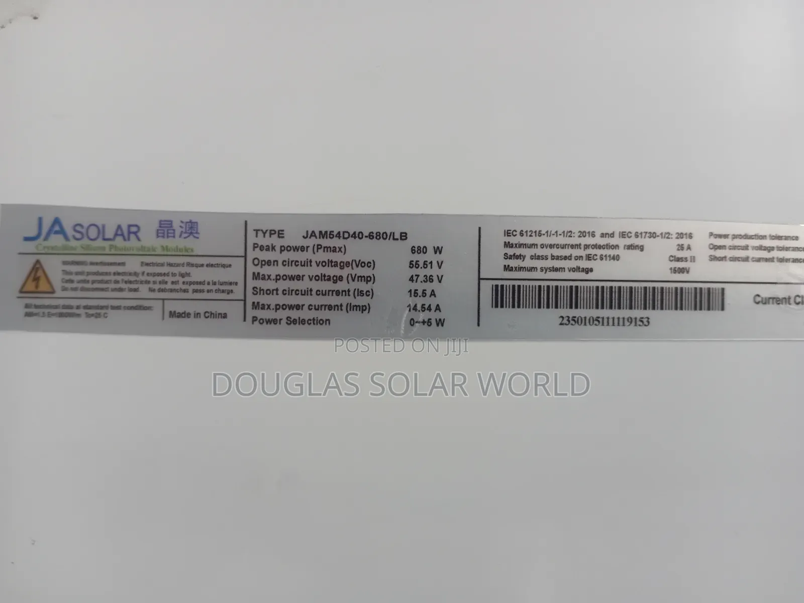 JA Solar 680W Monocrystalline Solar Panel