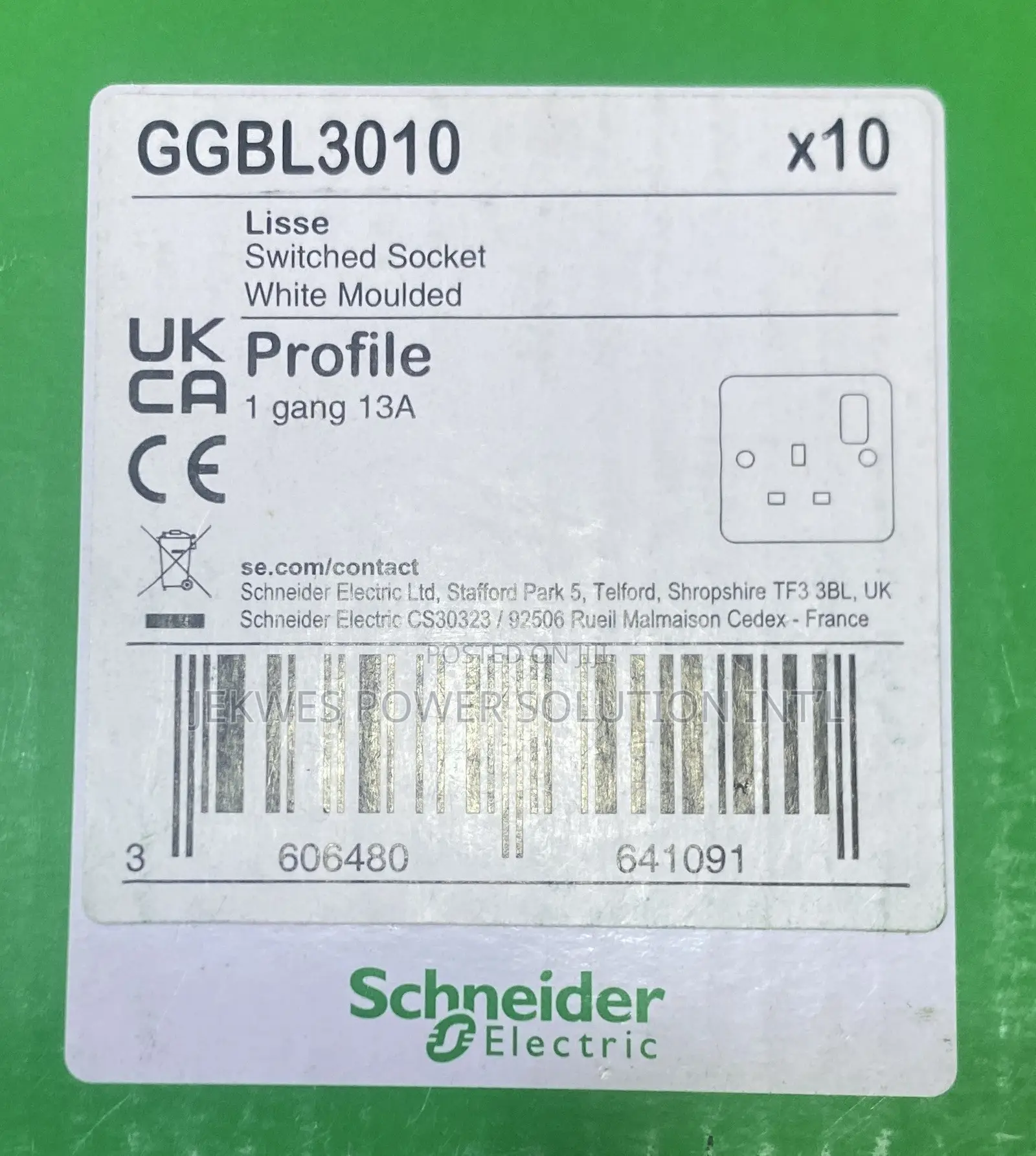GGBL3010 1Gang Lisse 13A Schnider