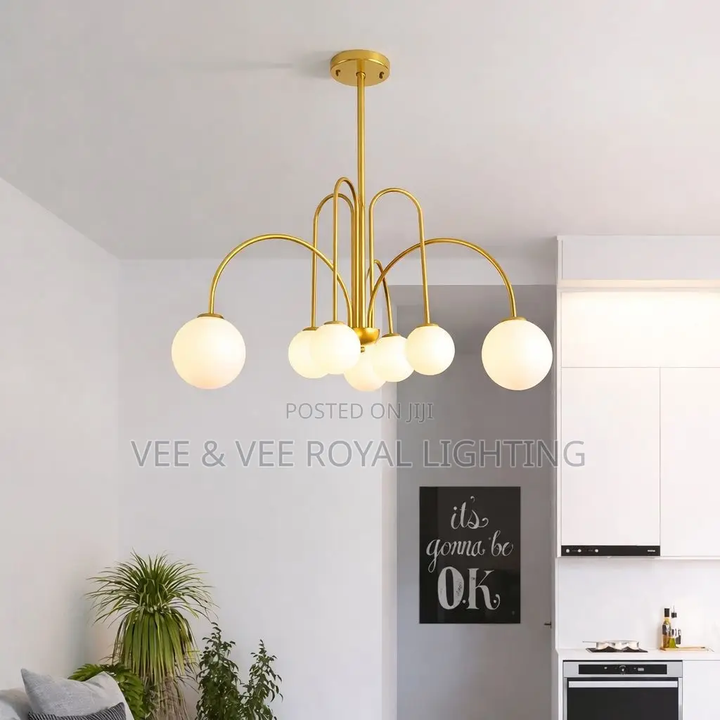 Astra 6 Light Matte Black Chandelier - For Bedroom, Living Room, Hotel
